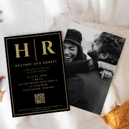 Bruiloft Monogram Eenvoudige Klassieke Minimale QR Kaart