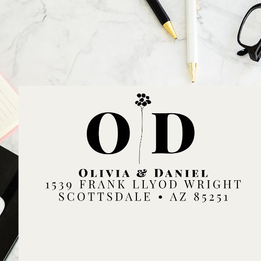 Bruiloft Monogram Elegant Custom Return Adres Zelfinktende Stempel