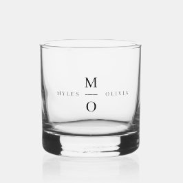 Bruiloft Monogram Elegant Minimalistisch Eenvoudig Whisky Glas