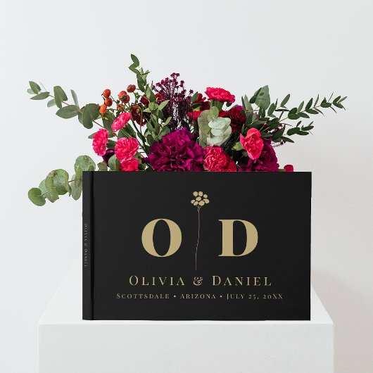 Bruiloft Monogram Elegant Modern Minimal Custom Gastenboek