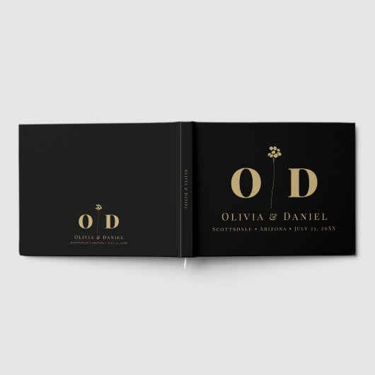 Bruiloft Monogram Elegant Modern Minimal Custom Gastenboek (Volledig)