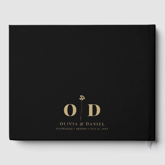 Bruiloft Monogram Elegant Modern Minimal Custom Gastenboek (Achterkant)