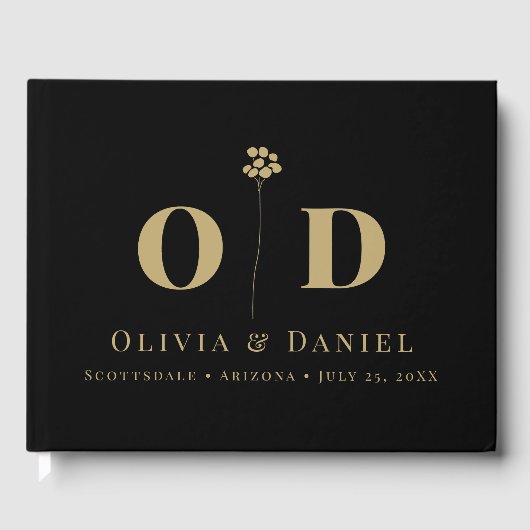 Bruiloft Monogram Elegant Modern Minimal Custom Gastenboek (Voorkant)