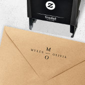 Bruiloft Monogram Elegant Mr en Mrs Zelfinktende Stempel
