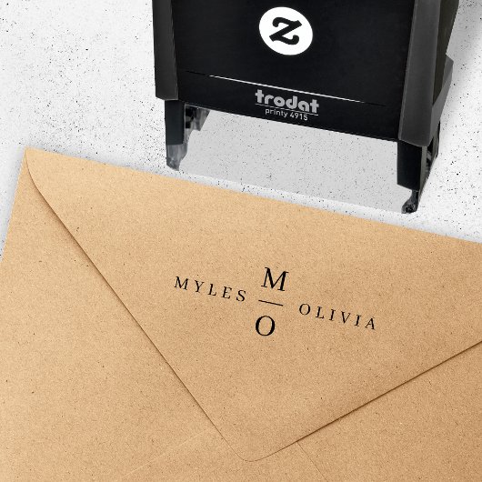 Bruiloft Monogram Elegant Mr en Mrs Zelfinktende Stempel
