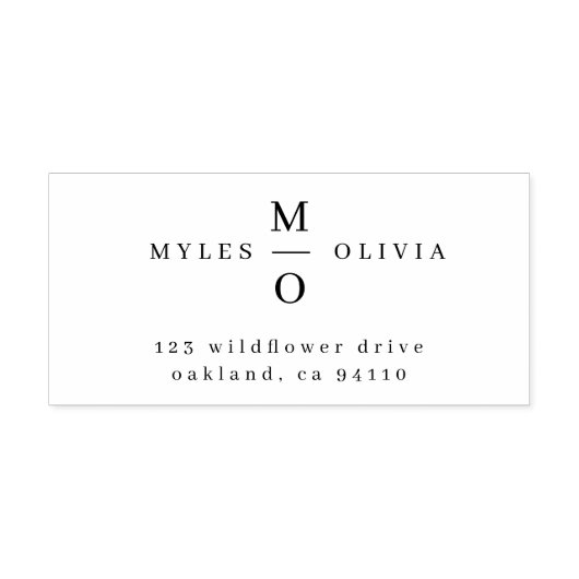 Bruiloft Monogram Elegant retour adres Zelfinktende Stempel (Design)