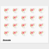Bruiloft monogram envelop afdichtingen, roze bloem hart sticker (Vel)