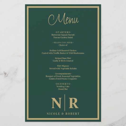 Bruiloft Monogram Gepersonaliseerd repetitie Diner (Voorkant)