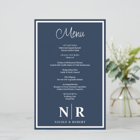 Bruiloft Monogram Gepersonaliseerd repetitie Diner (Staand voorkant)