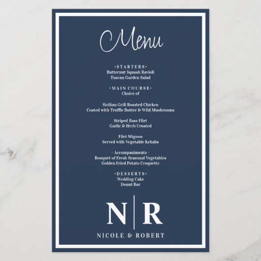 Bruiloft Monogram Gepersonaliseerd repetitie Diner (Voorkant)