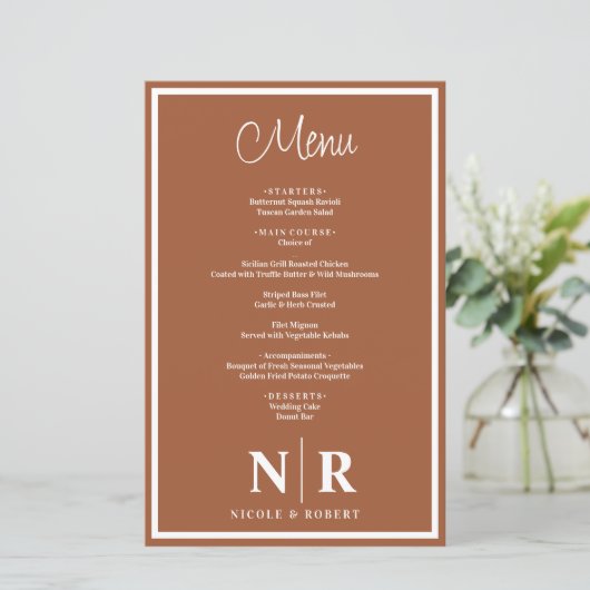 Bruiloft Monogram Gepersonaliseerd repetitie Diner (Staand voorkant)