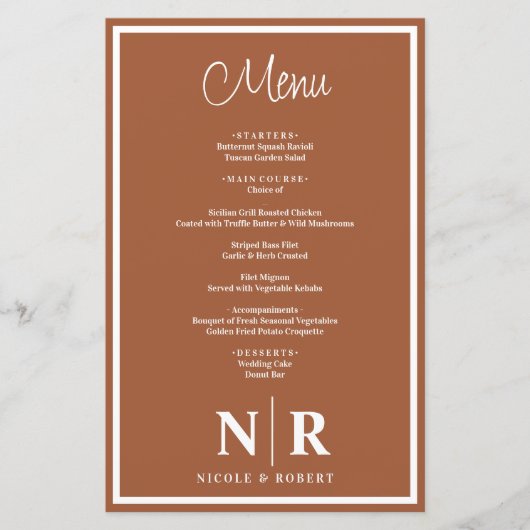 Bruiloft Monogram Gepersonaliseerd repetitie Diner (Voorkant)