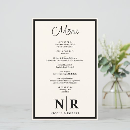 Bruiloft Monogram Gepersonaliseerd repetitie Diner (Staand voorkant)