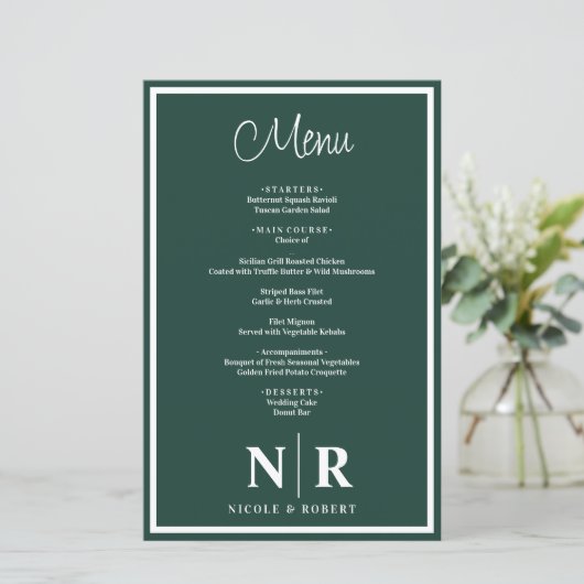 Bruiloft Monogram Gepersonaliseerd repetitie Diner (Staand voorkant)