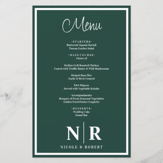 Bruiloft Monogram Gepersonaliseerd repetitie Diner (Voorkant)