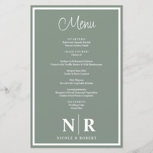 Bruiloft Monogram Gepersonaliseerd repetitie Diner (Voorkant)