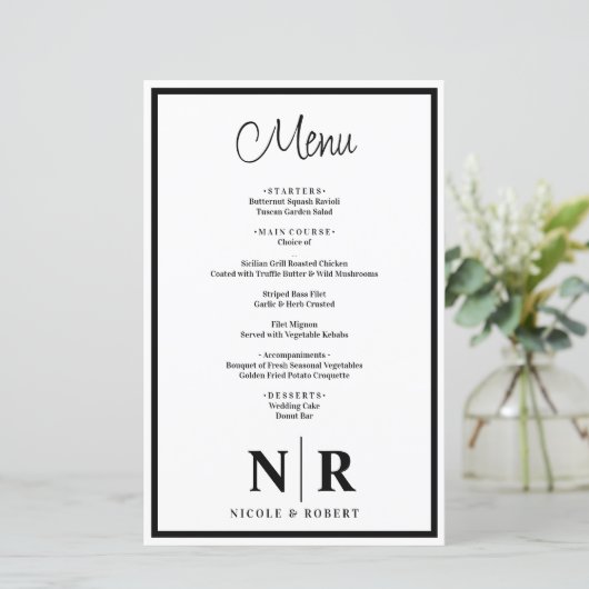 Bruiloft Monogram Gepersonaliseerd repetitie Diner (Staand voorkant)