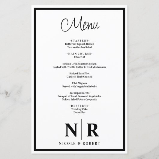 Bruiloft Monogram Gepersonaliseerd repetitie Diner (Voorkant)