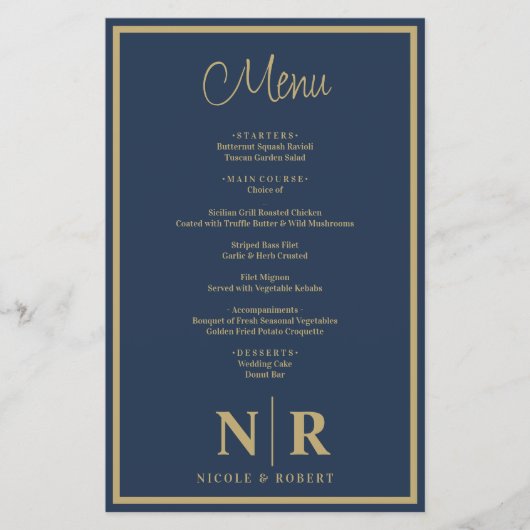 Bruiloft Monogram Gepersonaliseerd repetitie Diner (Voorkant)