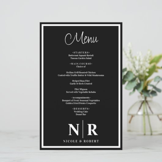 Bruiloft Monogram Gepersonaliseerd repetitie Diner (Staand voorkant)