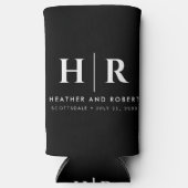 Bruiloft Monogram Gift voor Gast Bier Sleeve Seltzer Blikjeskoeler (Voorkant)