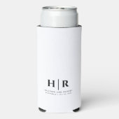 Bruiloft Monogram Gift voor Gast Bier Sleeve Seltzer Blikjeskoeler (Seltzer Achterkant)