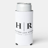 Bruiloft Monogram Gift voor Gast Bier Sleeve Seltzer Blikjeskoeler (Seltzer Voorkant)