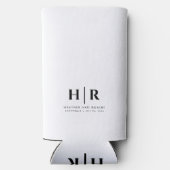 Bruiloft Monogram Gift voor Gast Bier Sleeve Seltzer Blikjeskoeler (Achterkant)