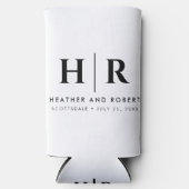 Bruiloft Monogram Gift voor Gast Bier Sleeve Seltzer Blikjeskoeler (Voorkant)