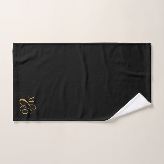 Bruiloft Monogram Gouden Initialen Serif Script Zw Bad Handdoek (Handdoek)