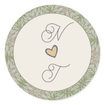 Bruiloft Monogram groen Salie Eenvoudige Ronde Sti