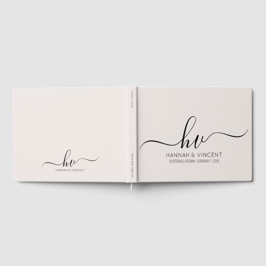 Bruiloft Monogram Kalligrafie Script Minimale Chic Gastenboek (Volledig)