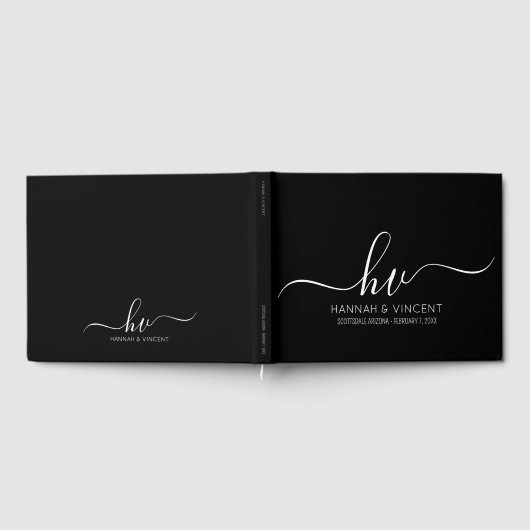 Bruiloft Monogram Kalligrafie Script Minimale Chic Gastenboek (Volledig)