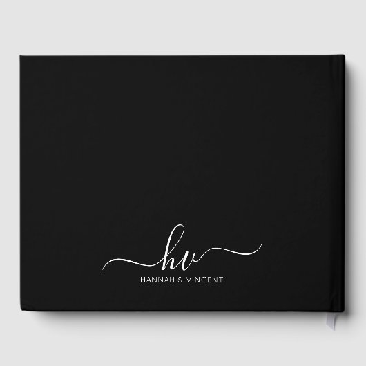 Bruiloft Monogram Kalligrafie Script Minimale Chic Gastenboek (Achterkant)