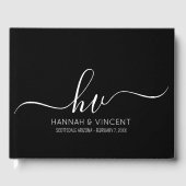 Bruiloft Monogram Kalligrafie Script Minimale Chic Gastenboek (Voorkant)