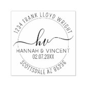 Bruiloft Monogram Kalligrafie Script Retouradres Zelfinktende Stempel (Design)