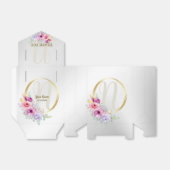 Bruiloft Monogram Kleurrijke Roze Bloemen Gouden Bedankdoosjes (Uitgevouwen)