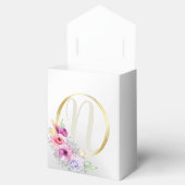 Bruiloft Monogram Kleurrijke Roze Bloemen Gouden Bedankdoosjes (Geopend)
