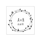 Bruiloft Monogram Krans Handgeschreven Rubberstempel (Afrduk)