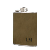 Bruiloft Monogram met Landelijke Afgeweatherde Ler Heupfles (Links)