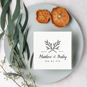 Bruiloft Monogram met Landelijke Takken Servet
