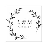 Bruiloft Monogram met Loofkrans Zelfinktende Stempel (Design)
