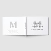 Bruiloft Monogram Minimalist Eenvoudig zwart-wit Gastenboek (Volledig)