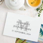 Bruiloft Monogram Minimalist Eenvoudig zwart-wit Gastenboek