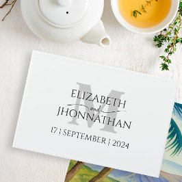 Bruiloft Monogram Minimalist Eenvoudig zwart-wit Gastenboek