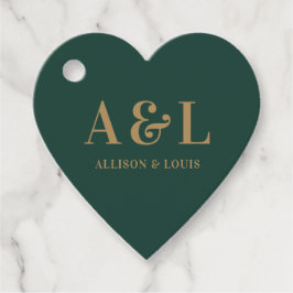 Bruiloft Monogram Minimalist Emerald Groen Goud Bedankjes Labels