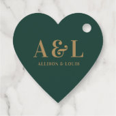 Bruiloft Monogram Minimalist Emerald Groen Goud Bedankjes Labels (Achterkant)