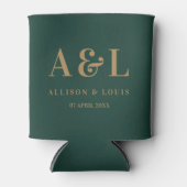 Bruiloft Monogram Minimalist Emerald Groen Goud Blikjeskoeler (Voorkant)