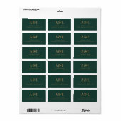 Bruiloft Monogram Minimalist Emerald Groen Goud Etiket (Full Sheet)