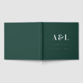 Bruiloft Monogram Minimalist Emerald Groen Goud Gastenboek (Volledig)